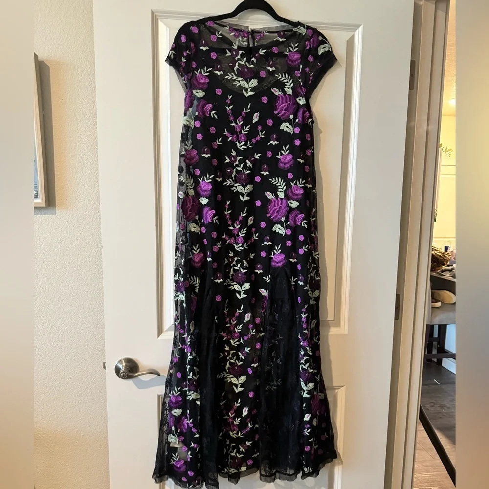 NEW Free People Sky Bright Midi Dress Embroidered Black Floral Size Small NWT - Picture 4 of 5